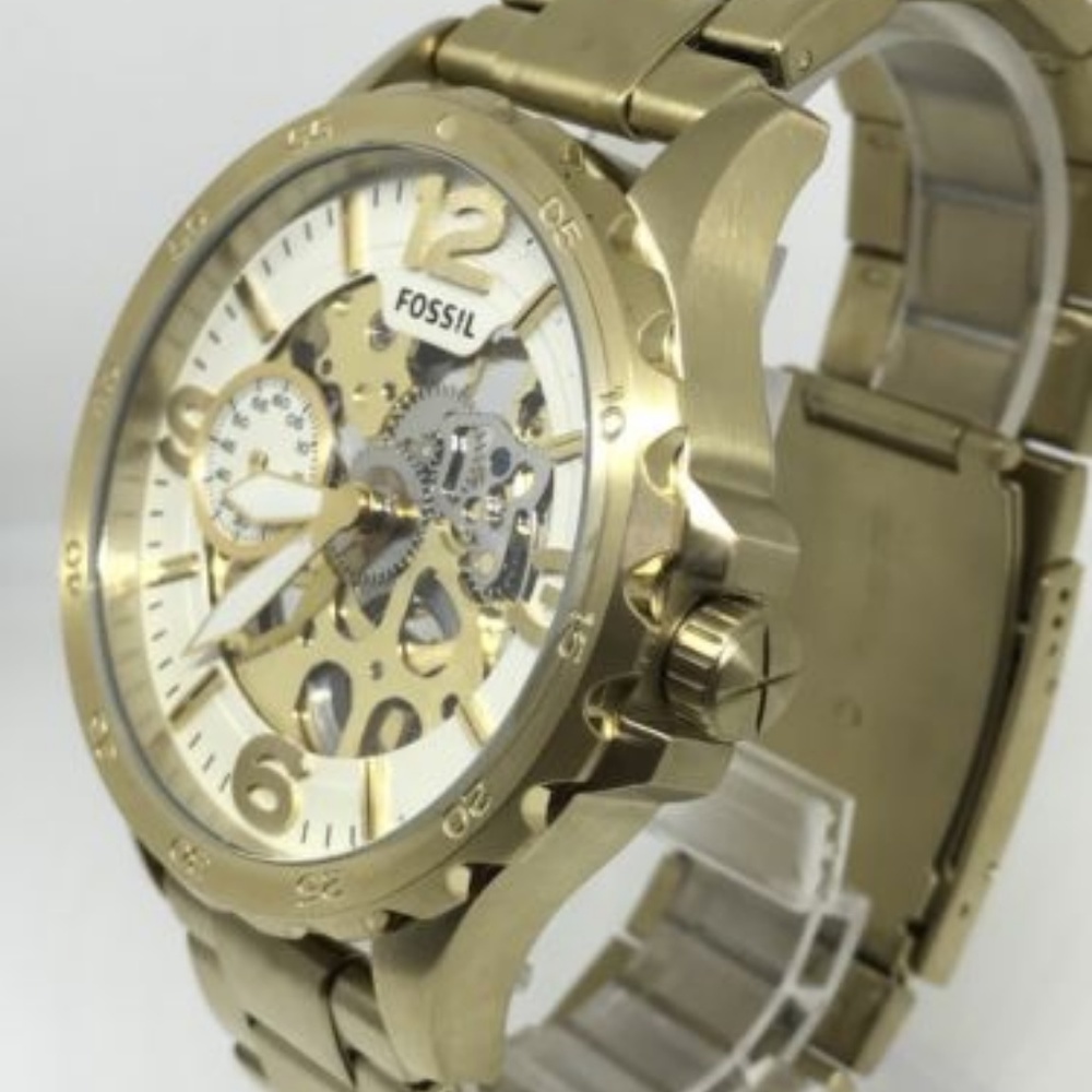 FOSSIL ME3150 NATE GOLD SKELETON AUTOMATIC - Picture 2 of 6